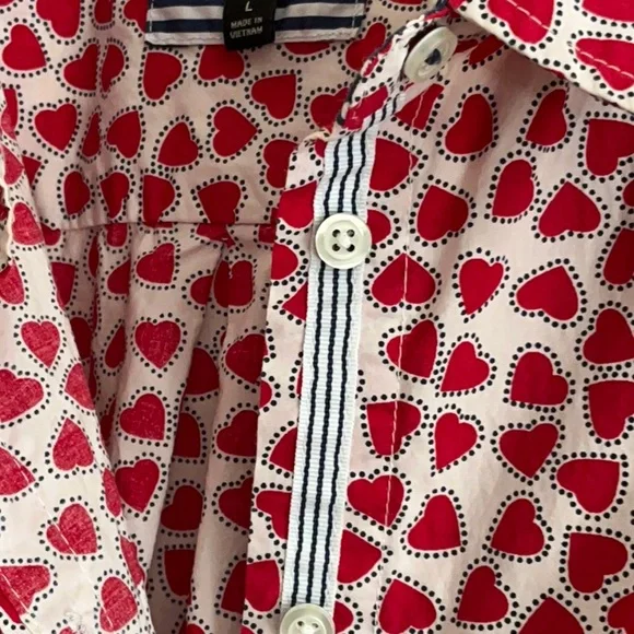 Talbots Patriotic Hearts button up shirt ❤️💙 - Picture 4 of 9